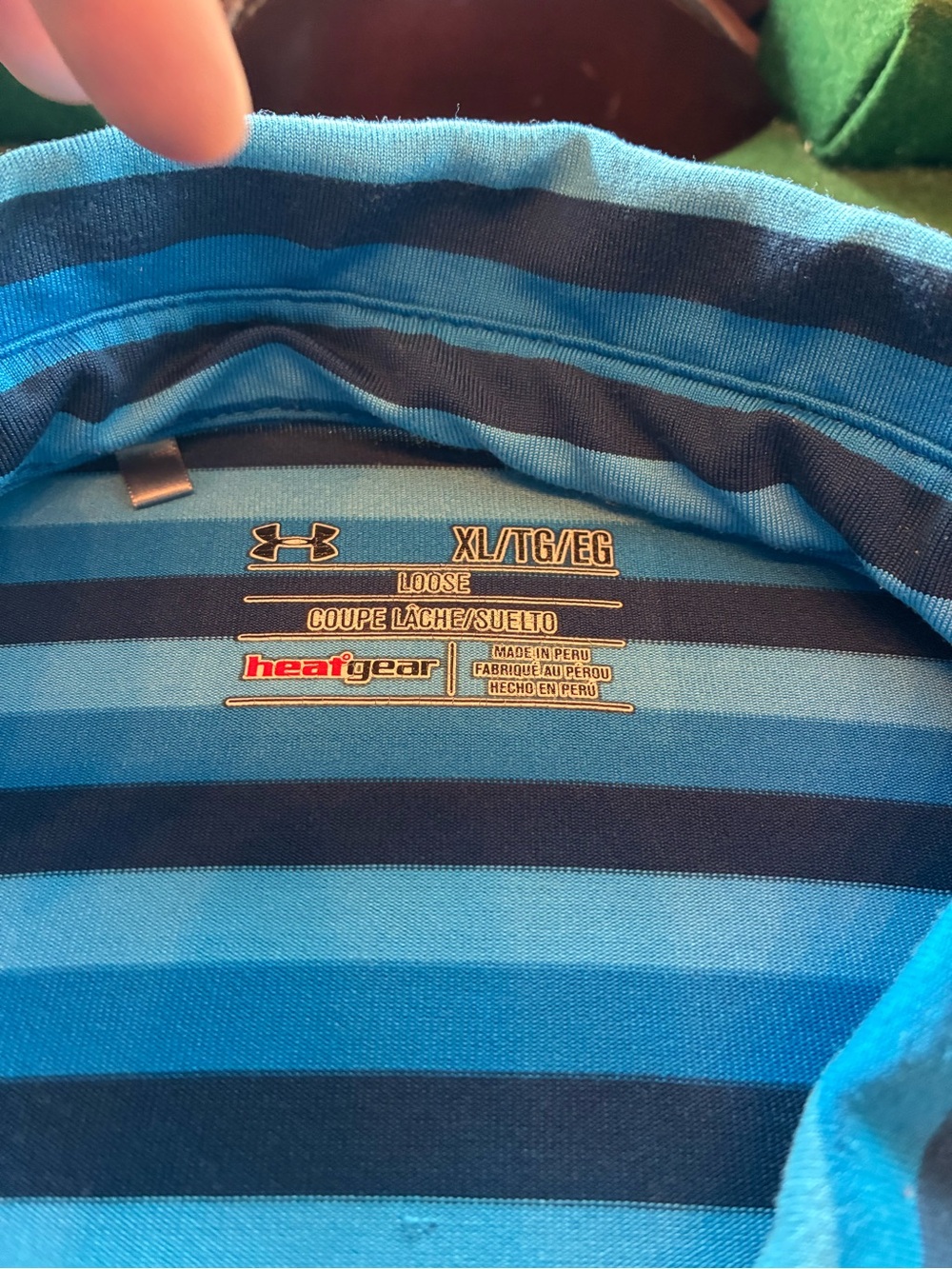 Under Armour Shirt Size XL Heatgear Loose Fit Golf Polo Blue Stripe Summer cool - Picture 3 of 4